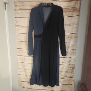 SHEIN Blue and Black Long Sleeve Dress